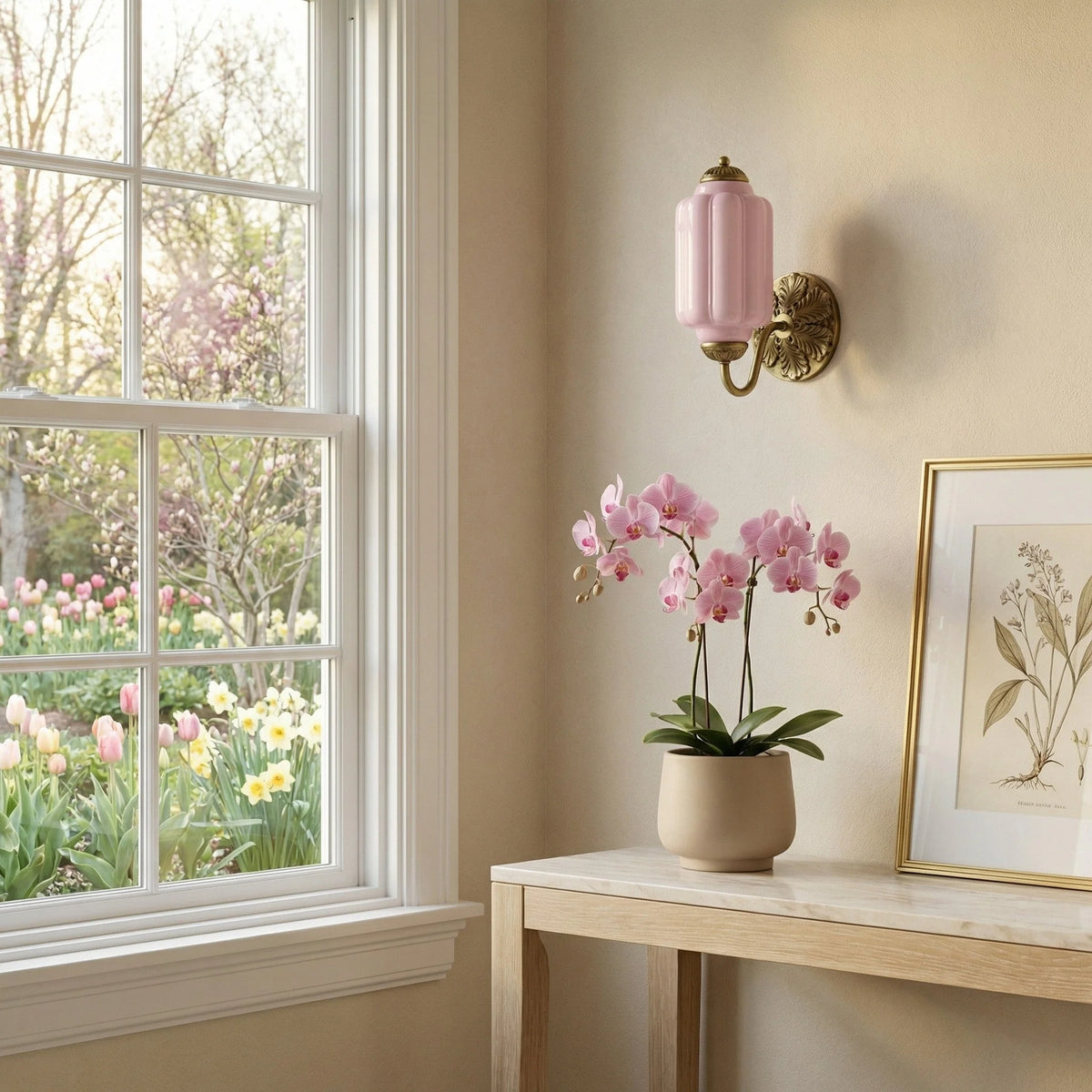 Wall Sconce Milk Glass Shade & Oiled Brass Finish