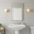 Wall Sconce Milky Glass Globe Iron Frame Pull Switch