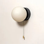 Wall Sconce Milky Glass Globe Iron Frame Pull Switch