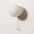 Wall Sconce Milky Glass Globe Iron Frame Pull Switch