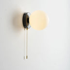 Wall Sconce Milky Glass Globe Iron Frame Pull Switch