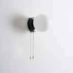 Wall Sconce Milky Glass Globe Iron Frame Pull Switch