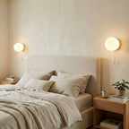 Wall Sconce Milky Glass Globe Iron Frame Pull Switch