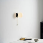 Wall Sconce Milky Glass Globe Iron Frame Pull Switch