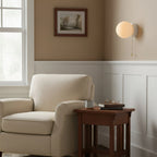 Wall Sconce Milky Glass Globe Iron Frame Pull Switch