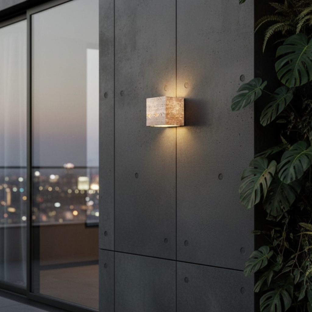 Wall Sconce Natural Travertine Up-And-Down Indoor & Outdoor