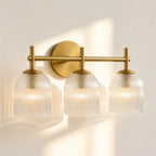 Wall Sconce Ribbed Glass Copper Finish Dimmable