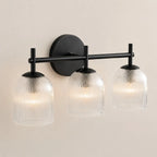 Wall Sconce Ribbed Glass Copper Finish Dimmable