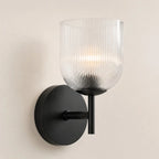Wall Sconce Ribbed Glass Copper Finish Dimmable