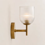 Wall Sconce Ribbed Glass Copper Finish Dimmable