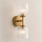 Wall Sconce Ribbed Glass Copper Finish Dimmable