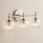 Wall Sconce Ribbed Glass Copper Finish Dimmable