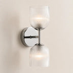 Wall Sconce Ribbed Glass Copper Finish Dimmable