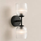 Wall Sconce Ribbed Glass Copper Finish Dimmable