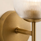 Wall Sconce Ribbed Glass Copper Finish Dimmable