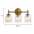 Wall Sconce Ribbed Glass Copper Finish Dimmable