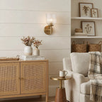 Wall Sconce Ribbed Glass Copper Finish Dimmable