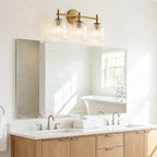 Wall Sconce Ribbed Glass Copper Finish Dimmable