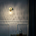 Wall Sconce Ribbed Glass Globe Gold Finish