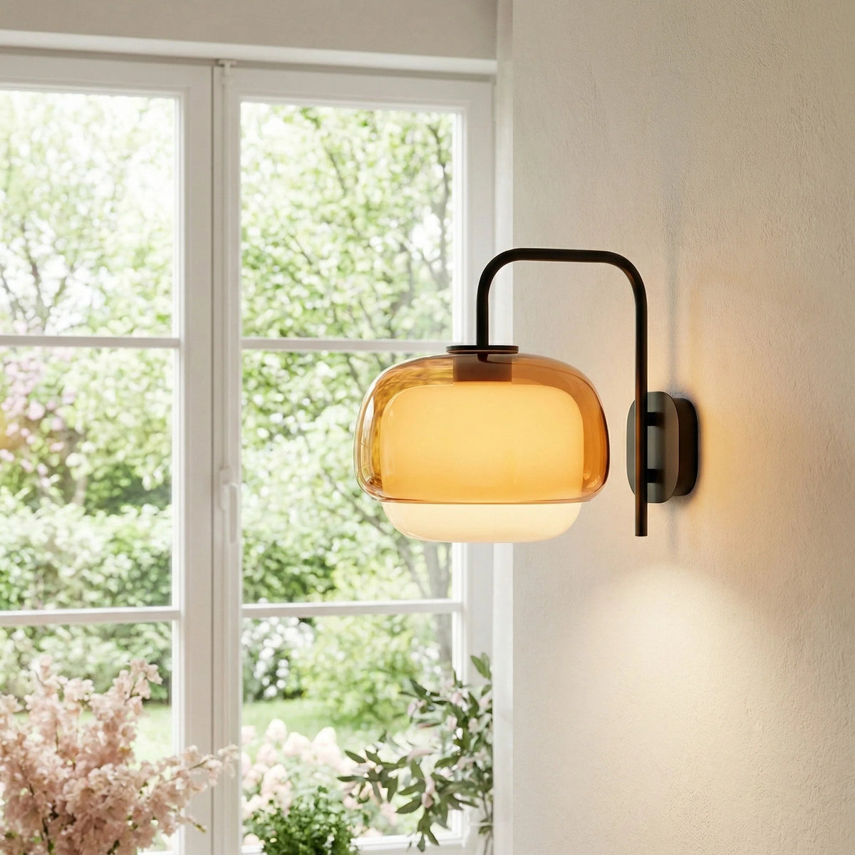 Wall Sconce Round Hand-Blown Double Glass LED