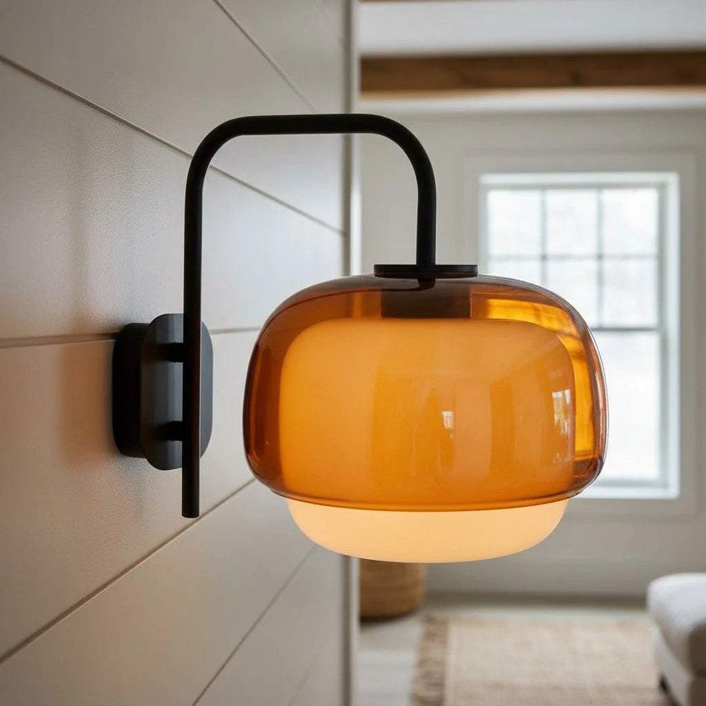 Wall Sconce Round Hand-Blown Double Glass LED