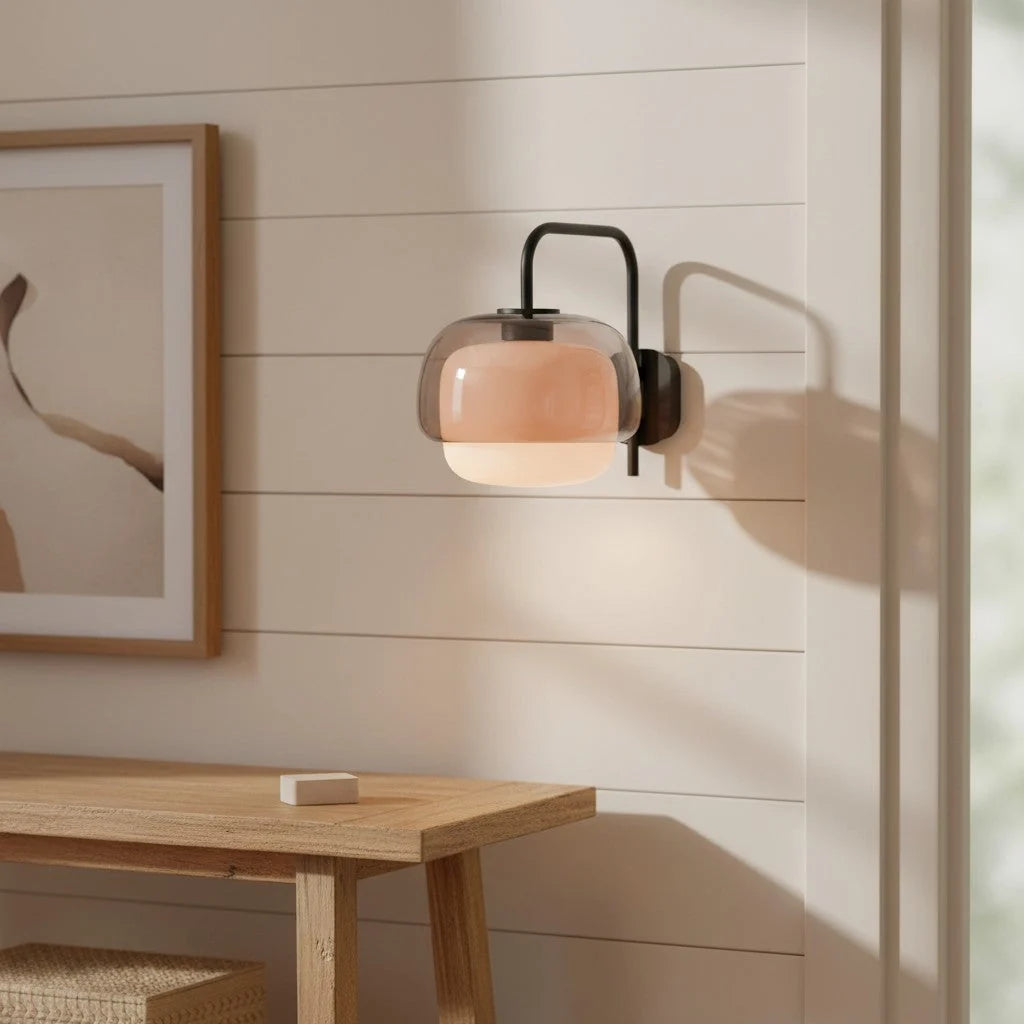 Wall Sconce Round Hand-Blown Double Glass LED