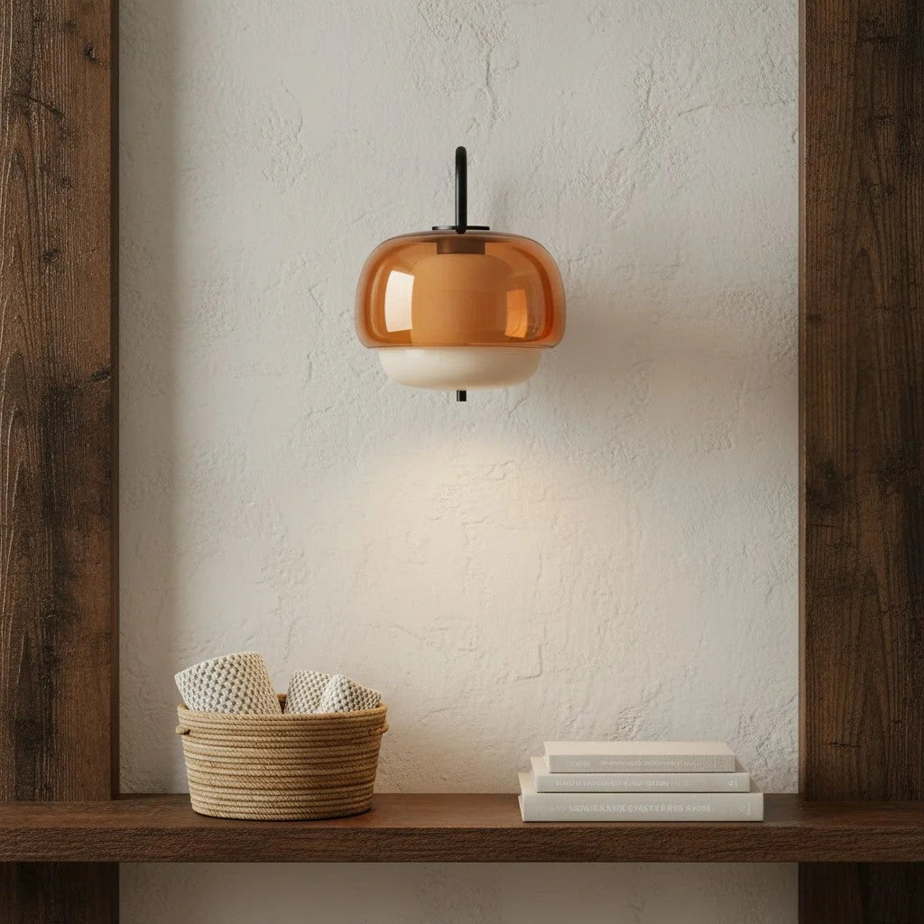 Wall Sconce Round Hand-Blown Double Glass LED