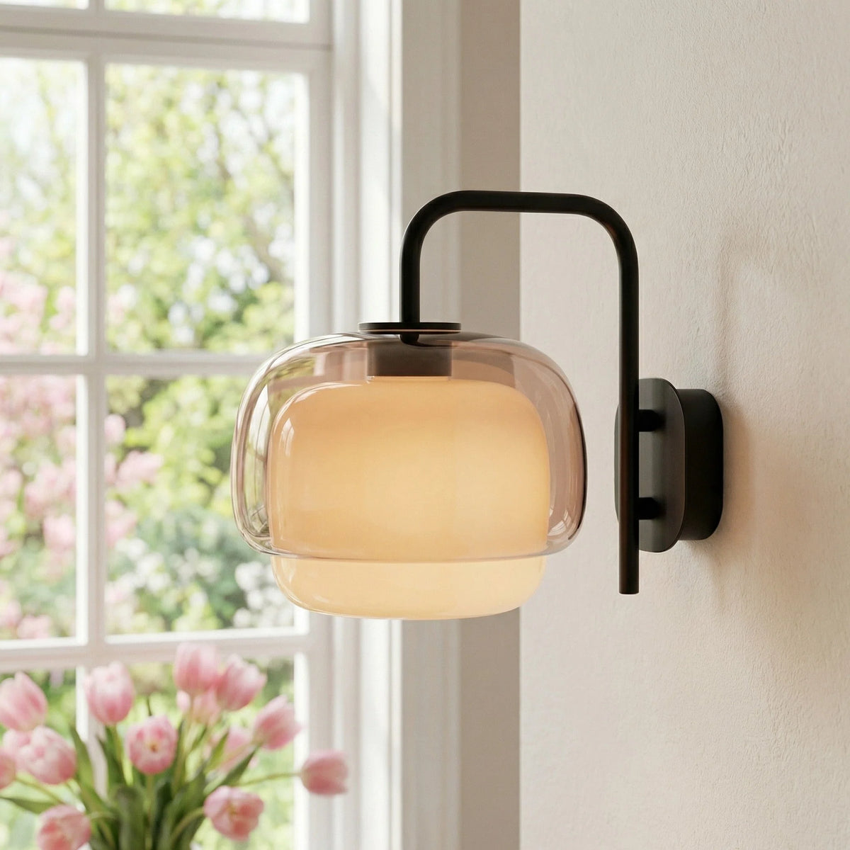 Wall Sconce Round Hand-Blown Double Glass LED