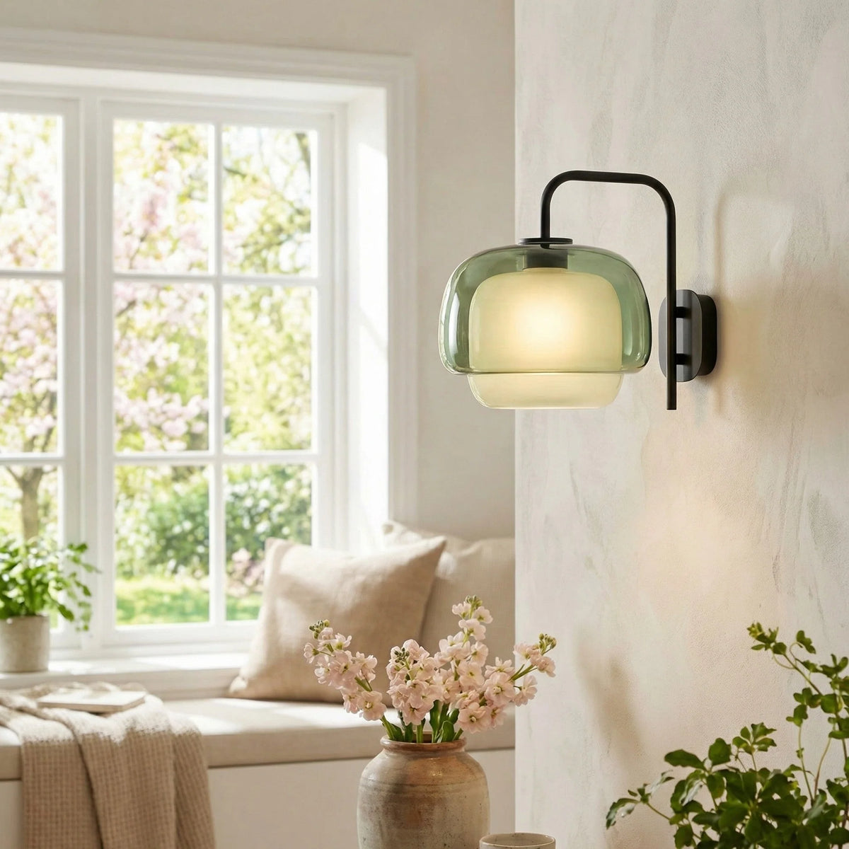Wall Sconce Round Hand-Blown Double Glass LED