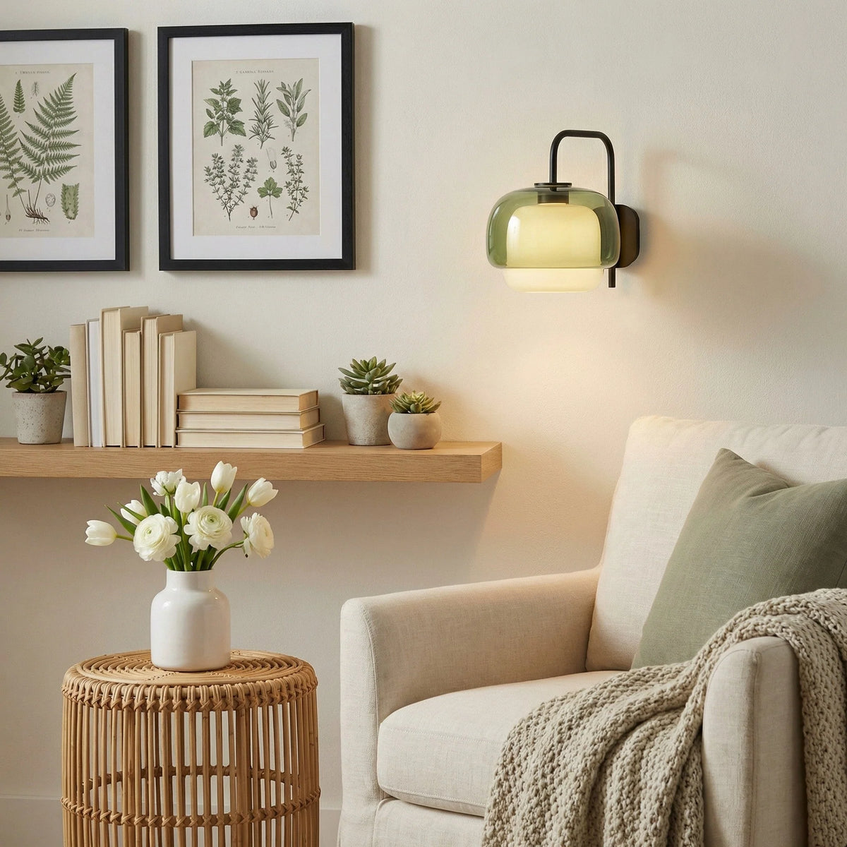 Wall Sconce Round Hand-Blown Double Glass LED