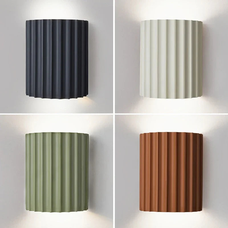 Wall Sconce Sculptural Ribbed Resin Up & Down Light