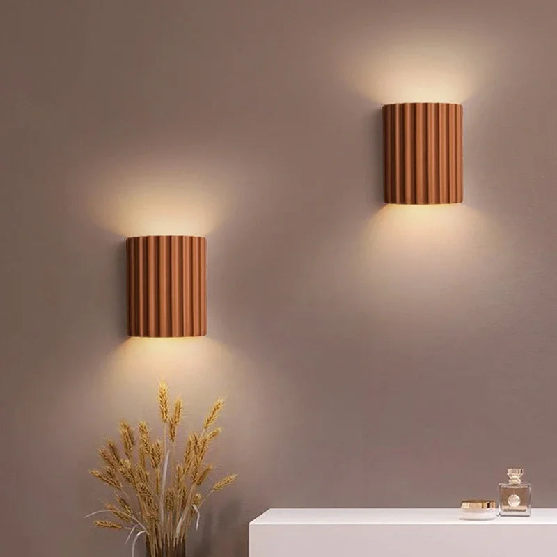 Wall Sconce Sculptural Ribbed Resin Up & Down Light