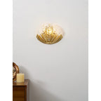 Wall Sconce Seashell Textured Glass Brass Finish