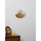 Wall Sconce Seashell Textured Glass Brass Finish