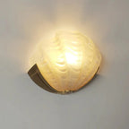 Wall Sconce Seashell Textured Glass Brass Finish