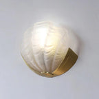 Wall Sconce Seashell Textured Glass Brass Finish