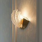 Wall Sconce Seashell Textured Glass Brass Finish