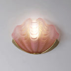 Wall Sconce Seashell Textured Glass Brass Finish