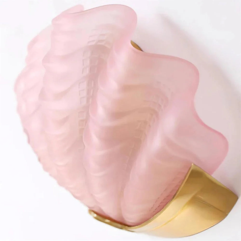 Wall Sconce Seashell Textured Glass Brass Finish