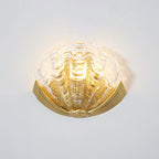 Wall Sconce Seashell Textured Glass Brass Finish