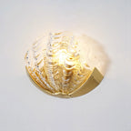 Wall Sconce Seashell Textured Glass Brass Finish