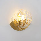 Wall Sconce Seashell Textured Glass Brass Finish