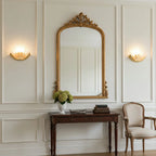 Wall Sconce Seashell Textured Glass Brass Finish