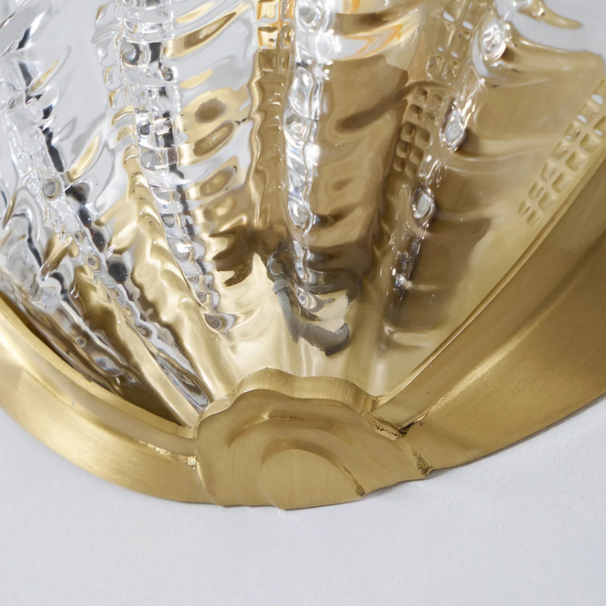Wall Sconce Seashell Textured Glass Brass Finish