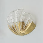Wall Sconce Seashell Textured Glass Brass Finish