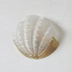 Wall Sconce Seashell Textured Glass Brass Finish