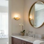 Wall Sconce Seashell Textured Glass Brass Finish
