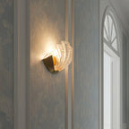 Wall Sconce Seashell Textured Glass Brass Finish