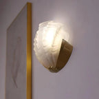 Wall Sconce Seashell Textured Glass Brass Finish