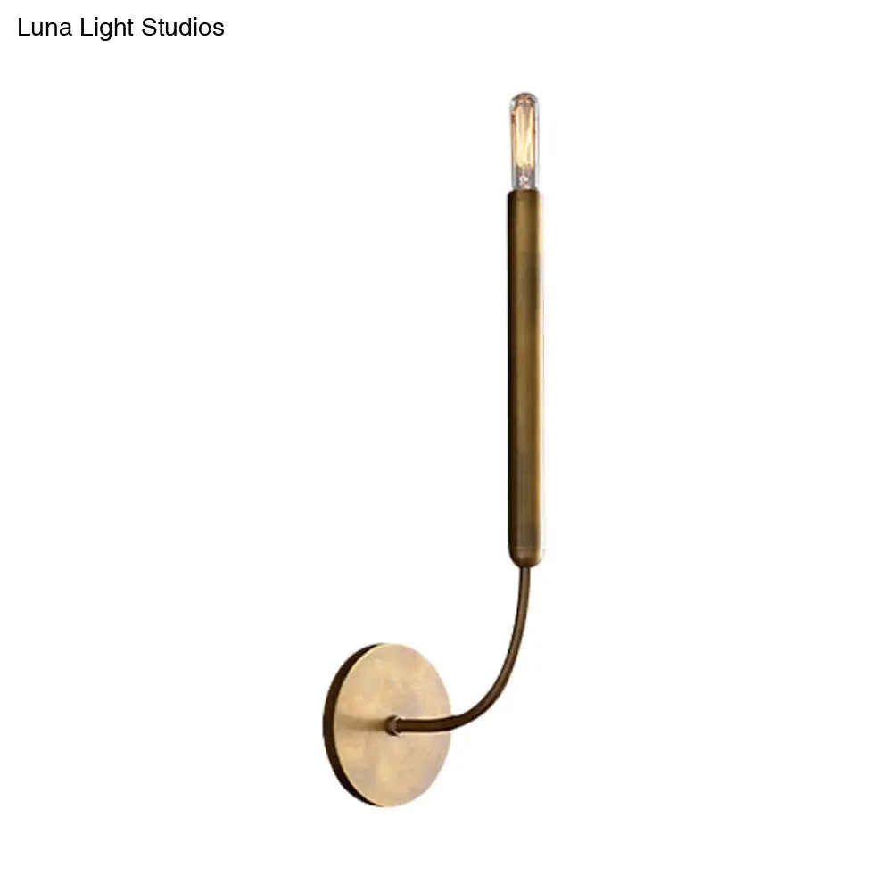 Wall Sconce Slim Tube Brass & Black Finish